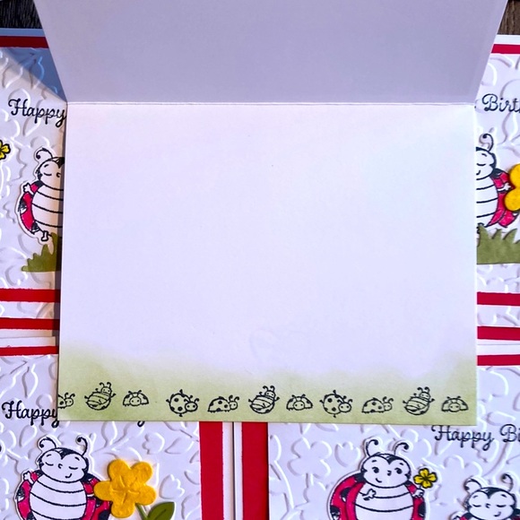 HandCrafted 5 pk Lady Bug Happy Birthday! Holiday Cards Blank Inside Envelope - Picture 6 of 8